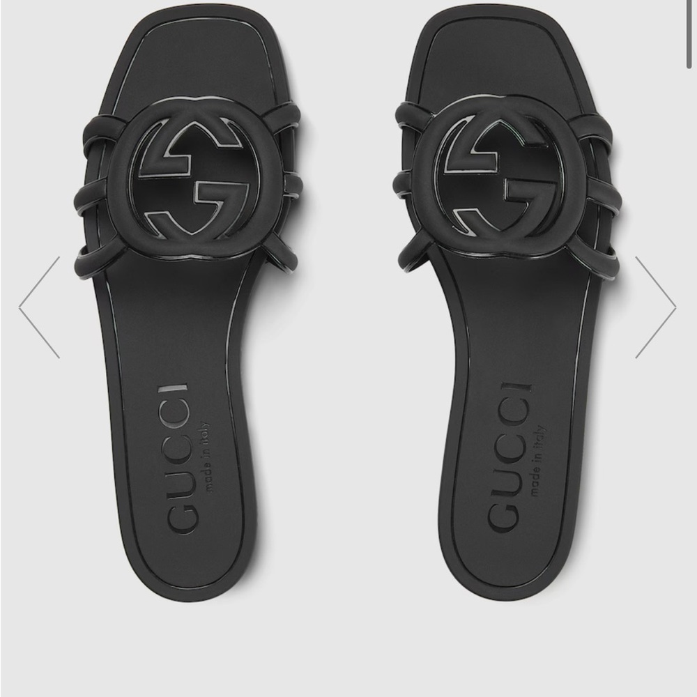 Gucci Black Logo Slide Sandals - never worn